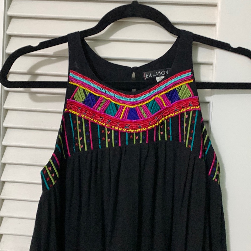 Black cotton Billabong embroidered top or dress